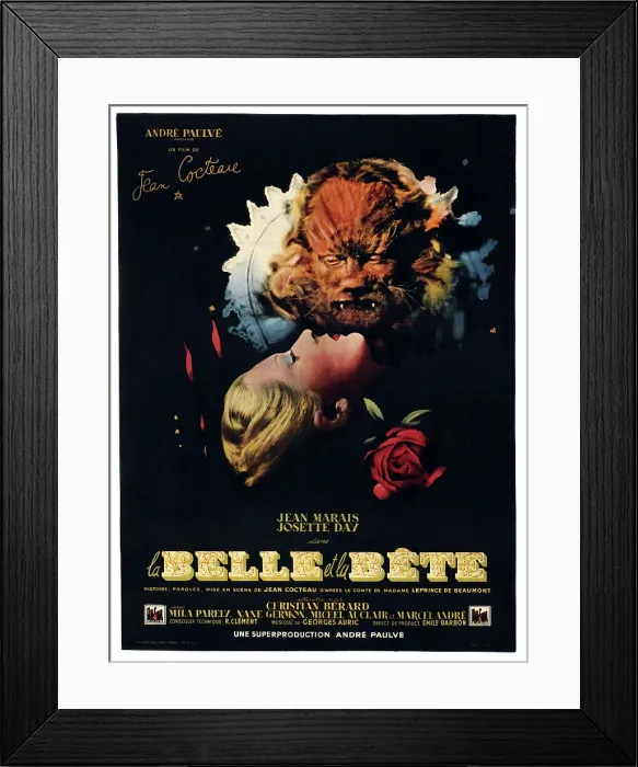 Framed Print : BEAUTY AND THE BEAST, (aka LA BELLE ET LA BETE), French poster, from left: Josette Day, Jean Marais, 1946