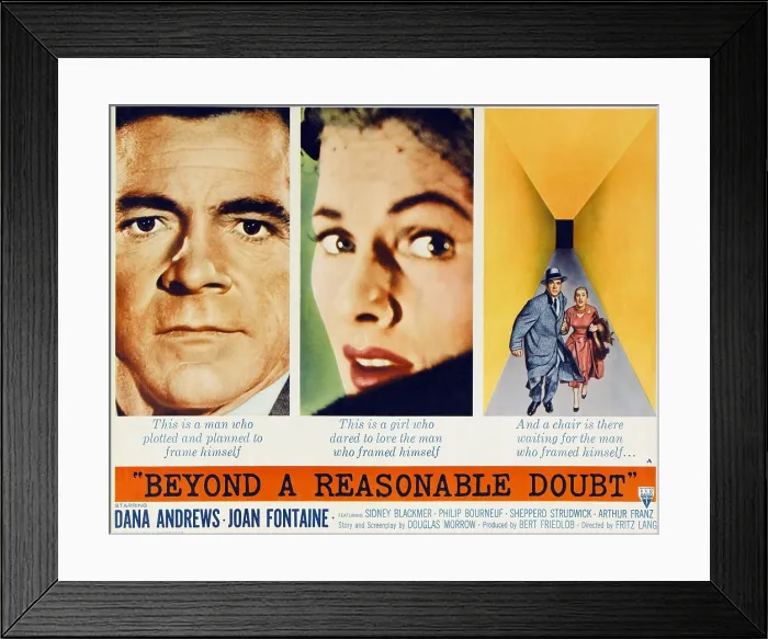 Framed Print : BEYOND A REASONABLE DOUBT, Dana Andrews, Joan Fontaine, 1956 Framed Print : BEYOND A REASONABLE DOUBT, Dana Andrews, Joan Fontaine, 1956
