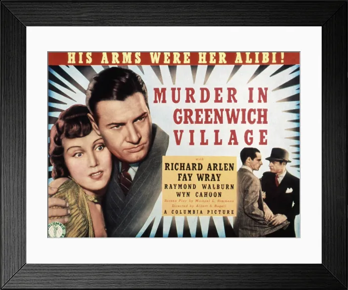 Framed Print : MURDER IN GREENWICH VILLAGE, Fay Wray, Richard Arlen, Marc Lawrence, 1937 Framed Print : MURDER IN GREENWICH VILLAGE, Fay Wray, Richard Arlen, Marc Lawrence, 1937