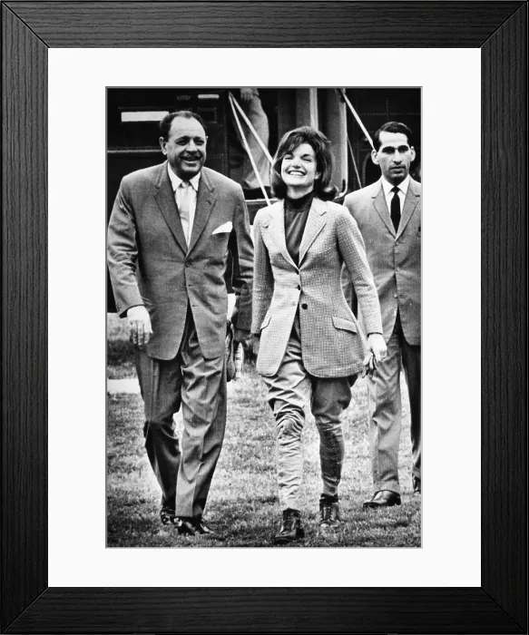 Framed Print : President Ayub Khan (left), of Pakistan, and Jacqueline Kennedy (center), returning from horseback riding. September 25, 1962. Courtesy: CSU Archives / Everett Collection