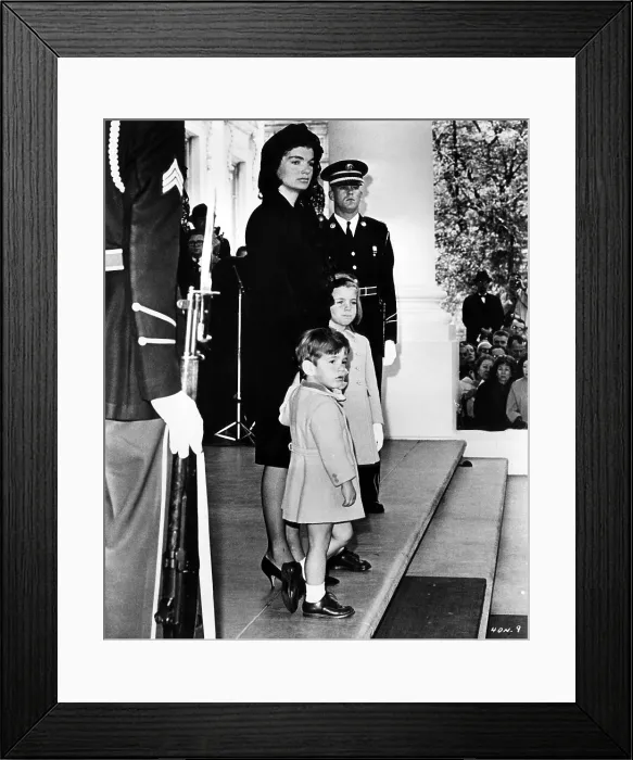 Framed Print : Jacqueline Kennedy with her children John F. Kennedy Jr. and Caroline Kennedy, in a scene from documentary film Four Days in November about the assassination of John F Framed Print : Jacqueline Kennedy with her children John F. Kennedy Jr. and Caroline Kennedy, in a scene from documentary film Four Days in November about the assassination of John F