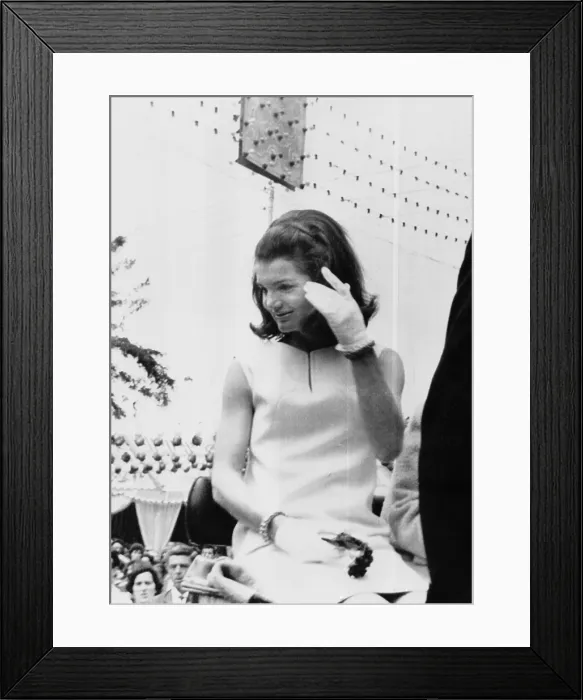 Framed Print : Jacqueline Kennedy, riding in an open carriage to Seville's Spring festival in Seville, Spain. April 20, 1966. Courtesy: CSU Archives / Everett Collection