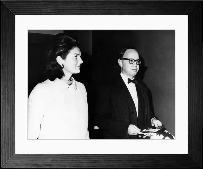 Framed Print : Jacqueline Kennedy, escorted by Arthur Schlesinger Jr