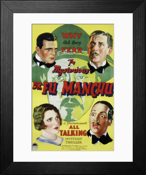 Framed Print : THE MYSTERIOUS DR. FU MANCHU, Warner Oland, (background), Neil Hamilton, Jean Arthur, O.P. Heggie, William Austin, 1929
