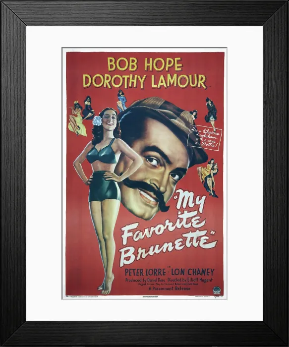 Framed Print : MY FAVORITE BRUNETTE, US poster art, Dorothy Lamour, Bob Hope, 1947