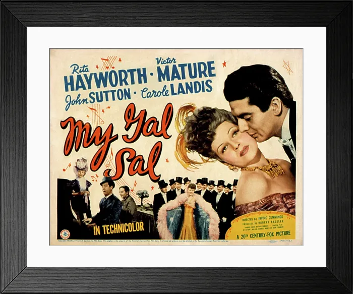 Framed Print : MY GAL SAL, Rita Hayworth, Phil Silvers, John Sutton, Victor Mature, 1942, TM and Copyright (c) 20th Century-Fox Film Corp. All Rights Reserved