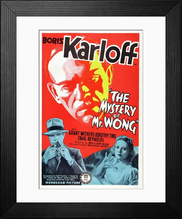 Framed Print : THE MYSTERY OF MR. WONG, U.S. poster, Boris Karloff, Grant Withers, Dorothy Tree, 1938