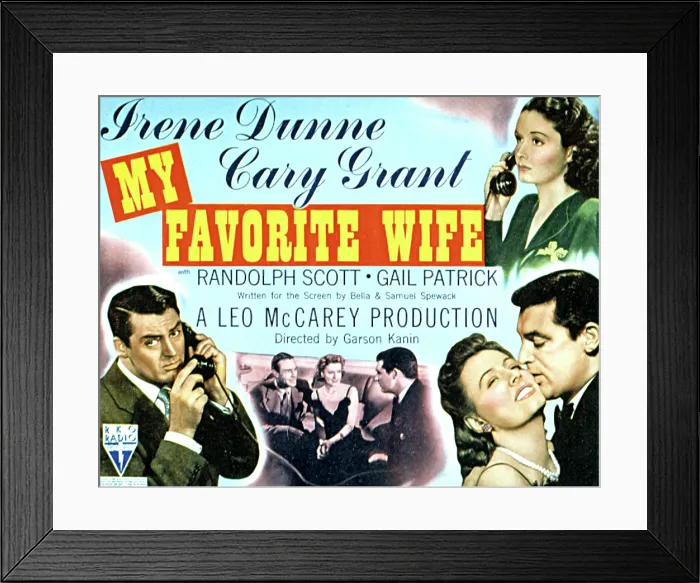 Framed Print : MY FAVORITE WIFE, Cary Grant, Randolph Scott, Irene Dunne, Gail Patrick, 1940