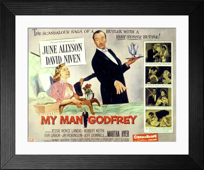 Framed Print : MY MAN GODFREY, June Allyson, David Niven, 1957 Framed Print : MY MAN GODFREY, June Allyson, David Niven, 1957