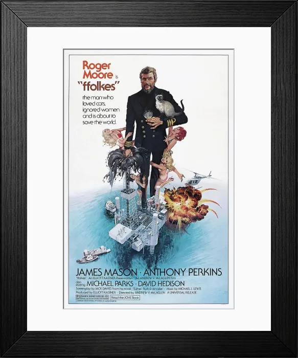 Framed Print : FFOLKES, (aka NORTH SEA HIJACK), US poster art, Roger Moore, 1979, Universal Pictures / courtesy Everett Collection Framed Print : FFOLKES, (aka NORTH SEA HIJACK), US poster art, Roger Moore, 1979, Universal Pictures / courtesy Everett Collection