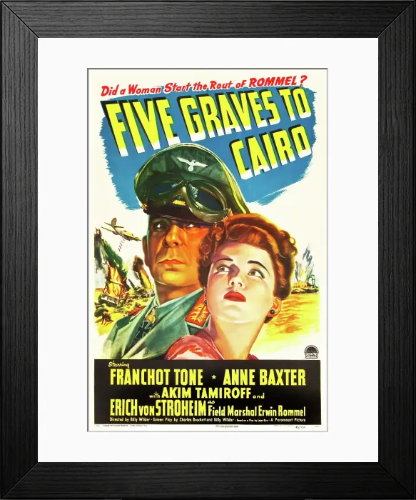 Framed Print : FIVE GRAVES TO CAIRO, Erich von Stroheim, Anne Baxter, 1943 Framed Print : FIVE GRAVES TO CAIRO, Erich von Stroheim, Anne Baxter, 1943