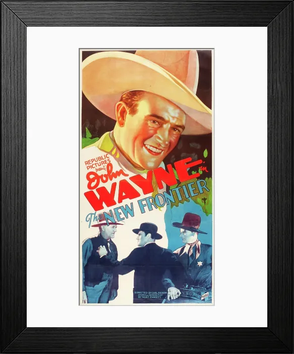 Framed Print : THE NEW FRONTIER, John Wayne, movie poster art, 1935 Framed Print : THE NEW FRONTIER, John Wayne, movie poster art, 1935
