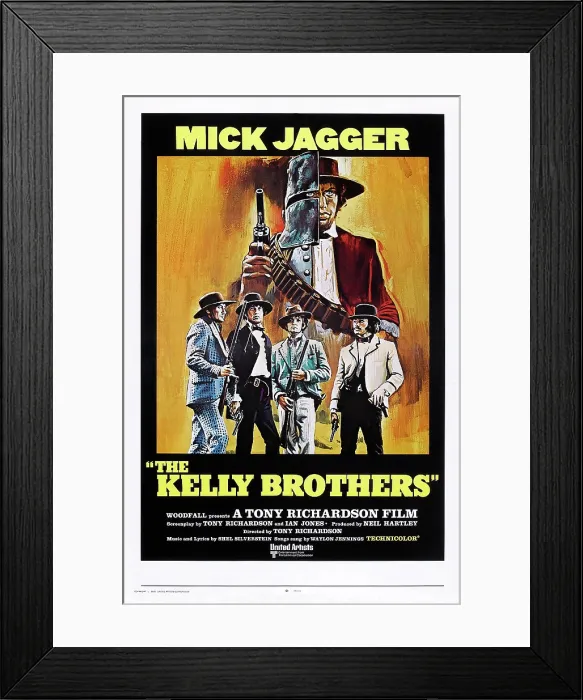 Framed Print : NED KELLY, (aka THE KELLY BROTHERS), US poster art, Mick Jagger (top and second left), 1970 Framed Print : NED KELLY, (aka THE KELLY BROTHERS), US poster art, Mick Jagger (top and second left), 1970