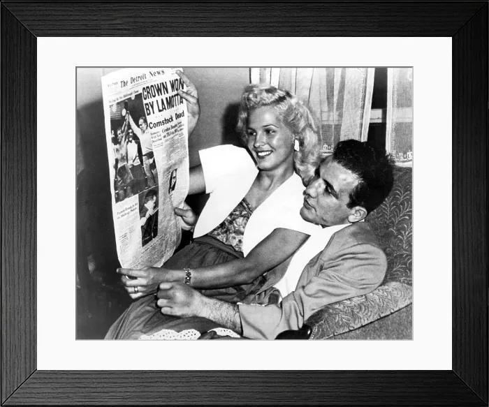 Framed Print : DETROIT, MICH.-- Jake LaMotta, new middle-weight champion, and his wife, Vickie