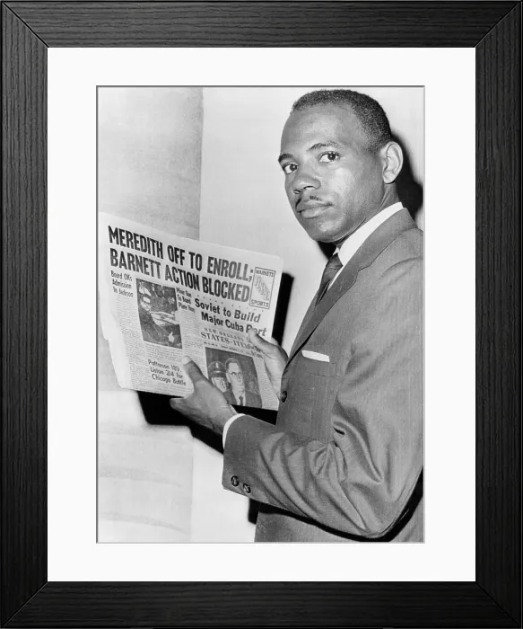 Framed Print : James Meredith after attempt to enroll at the University of Mississippi is blocked by Mississippi Governor Barnett, New Orleans, LA, September 25, 1962