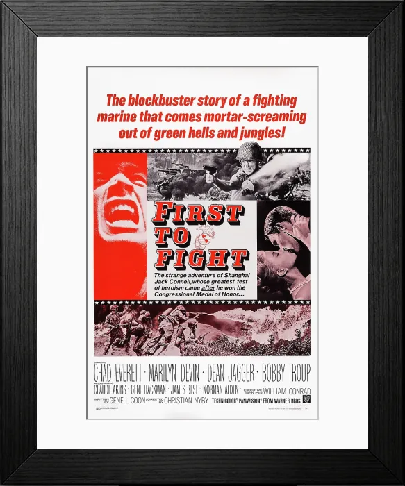 Framed Print : FIRST TO FIGHT, US poster art, Chad Everett (left and top), 1967 Framed Print : FIRST TO FIGHT, US poster art, Chad Everett (left and top), 1967