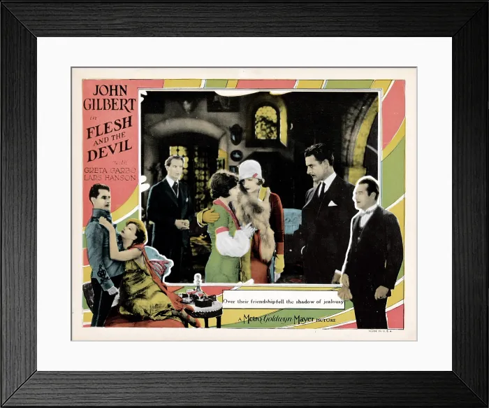 Framed Print : FLESH AND THE DEVIL, US lobbycard, Greta Garbo, John Gilbert, 1926