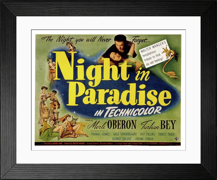 Framed Print : A NIGHT IN PARADISE, Merle Oberon, Turhan Bey, 1946 Framed Print : A NIGHT IN PARADISE, Merle Oberon, Turhan Bey, 1946