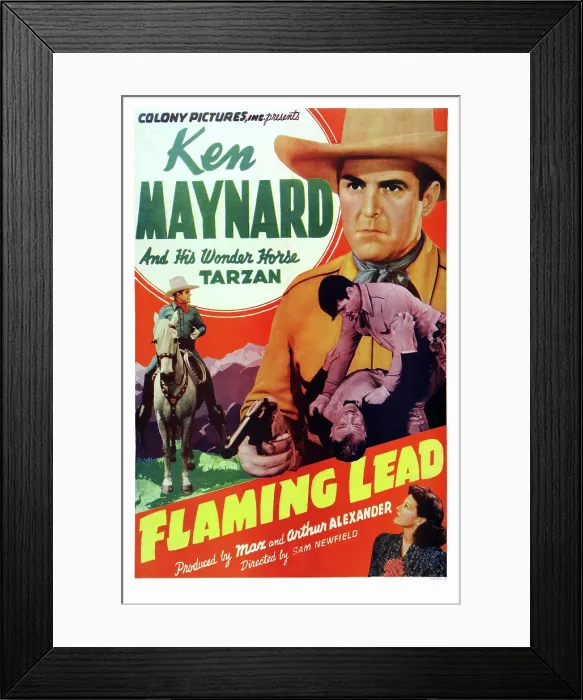 Framed Print : FLAMING LEAD, US poster art, Ken Maynard, 1939