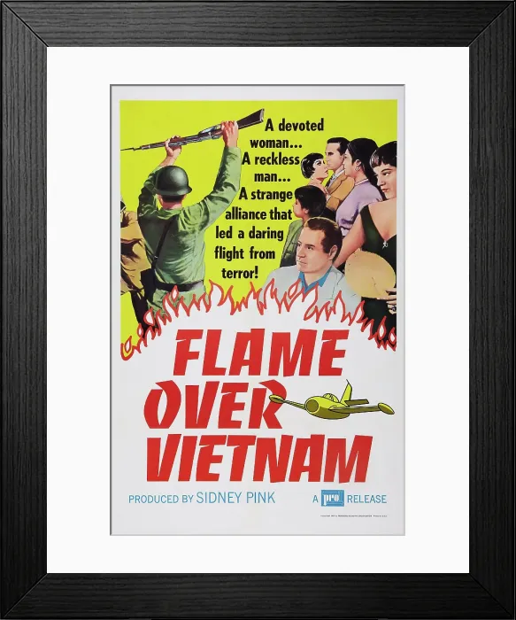 Framed Print : FLAME OVER VIETNAM, (aka UNA CRUZ EL INFIERNO), US poster art, 1957 Framed Print : FLAME OVER VIETNAM, (aka UNA CRUZ EL INFIERNO), US poster art, 1957