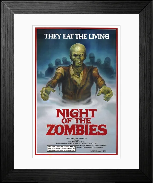 Framed Print : HELL OF THE LIVING DEAD, (aka NIGHT OF THE ZOMBIES, aka VIRUS, aka ZOMBIE CREEPING FLESH), US poster art, 1980. Motion Picture Marketing / Courtesy Everett Collection Framed Print : HELL OF THE LIVING DEAD, (aka NIGHT OF THE ZOMBIES, aka VIRUS, aka ZOMBIE CREEPING FLESH), US poster art, 1980. Motion Picture Marketing / Courtesy Everett Collection