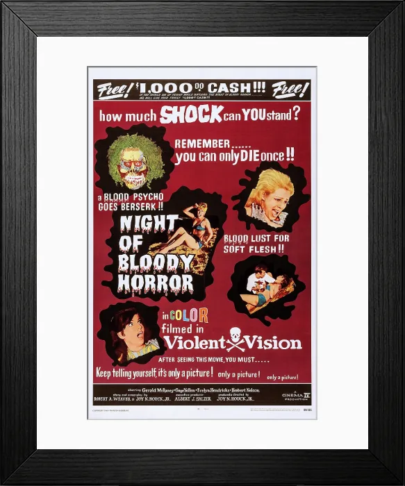 Framed Print : NIGHT OF BLOODY HORROR, Gerald McRaney, Gaye Yellen, Evelyn Hendricks, 1969