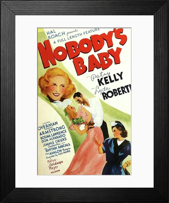 Framed Print : NOBODY'S BABY, US poster art, from left: Lyda Roberti, Rosina Lawrence (in pink), Don Alvarado, Patsy Kelly, 1937