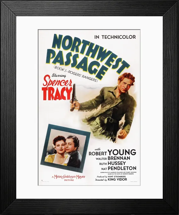 Framed Print : NORTHWEST PASSAGE, US poster art, inset: Ruth Hussey, Robert Young; top: Spencer Tracy, 1940 Framed Print : NORTHWEST PASSAGE, US poster art, inset: Ruth Hussey, Robert Young; top: Spencer Tracy, 1940