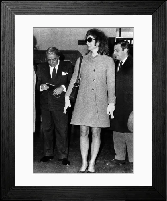 Framed Print : Aristotle Onassis (left), former First Lady Jacqueline Kennedy Onassis (center), arrive in London, England. November 14, 1968. Courtesy: CSU Archives / Everett Collection Framed Print : Aristotle Onassis (left), former First Lady Jacqueline Kennedy Onassis (center), arrive in London, England. November 14, 1968. Courtesy: CSU Archives / Everett Collection
