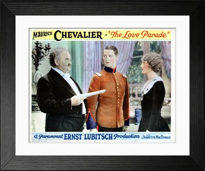 Framed Print : THE LOVE PARADE, from left, Lionel Belmore, Maurice Chevalier, Jeanette MacDonald, 1929 Framed Print : THE LOVE PARADE, from left, Lionel Belmore, Maurice Chevalier, Jeanette MacDonald, 1929