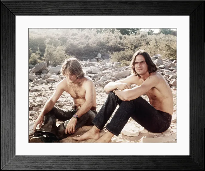 Framed Print : TWO-LANE BLACKTOP, from left: Dennis Wilson, James Taylor, 1971 twolaneblacktop1971-fsct015(twolaneblacktop1971-fsct015)
