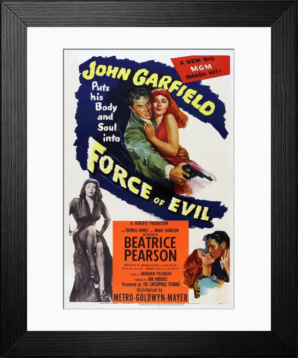 Framed Print : FORCE OF EVIL, John Garfield, Marie Windsor, 1948