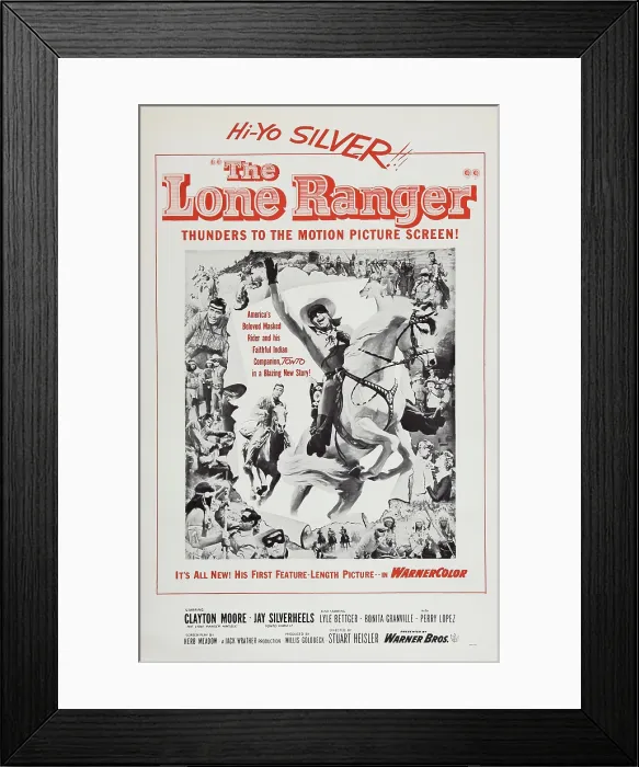 Framed Print : THE LONE RANGER, US poster art, from center left: Jay Silverheels, Clayton Moore, 1956