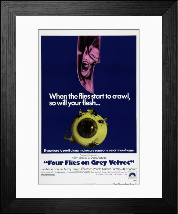 Framed Print : FOUR FLIES ON GREY VELVET, US poster art, 1971