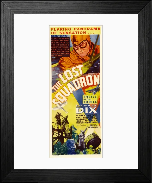 Framed Print : THE LOST SQUADRON, top: Richard Dix on insert poster, 1932 Framed Print : THE LOST SQUADRON, top: Richard Dix on insert poster, 1932