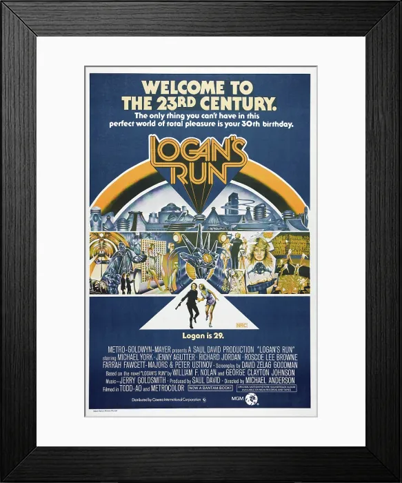 Framed Print : LOGAN'S RUN, Australian Poster, bottom from left: Michael York, Jenny Agutter, 1976