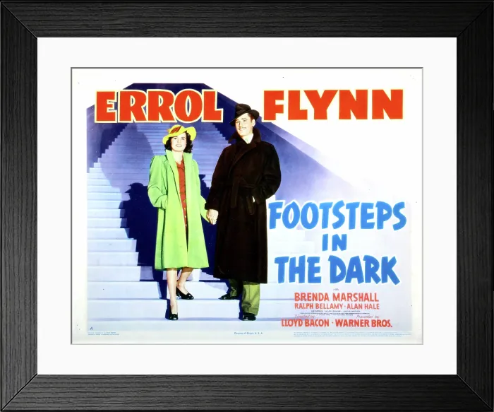 Framed Print : FOOTSTEPS IN THE DARK, Brenda Marshall, Errol Flynn, 1941