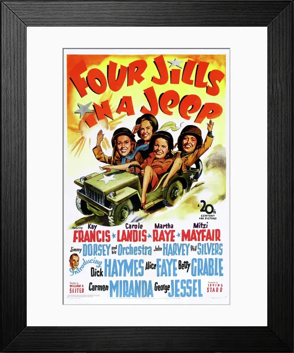 Framed Print : FOUR JILLS IN A JEEP, US poster, 1944, TM & Copyright 20th Century Fox Film Corp. / courtesy Everett Collection