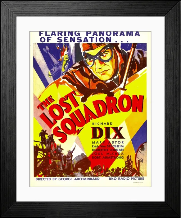 Framed Print : THE LOST SQUADRON, top: Richard Dix on window card, 1932 Framed Print : THE LOST SQUADRON, top: Richard Dix on window card, 1932