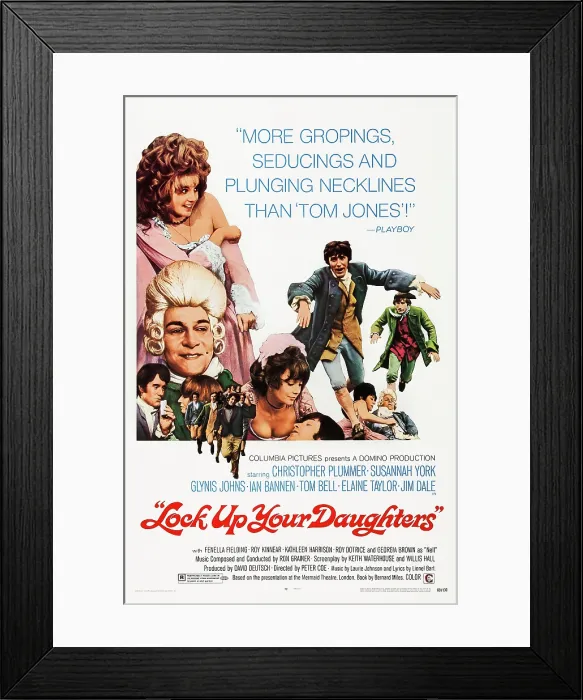 Framed Print : LOCK UP YOUR DAUGHTERS, first three from top to bottom left: Elaine Taylor, Christopher Plummer, Ian Bannen; center clockwise: Tom Bell, Jim Dale, Christopher Plummer Framed Print : LOCK UP YOUR DAUGHTERS, first three from top to bottom left: Elaine Taylor, Christopher Plummer, Ian Bannen; center clockwise: Tom Bell, Jim Dale, Christopher Plummer