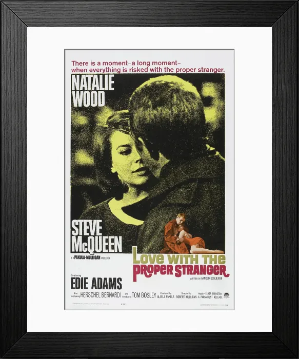 Framed Print : LOVE WITH THE PROPER STRANGER, US poster art, from left: Natalie Wood, Steve McQueen, 1963