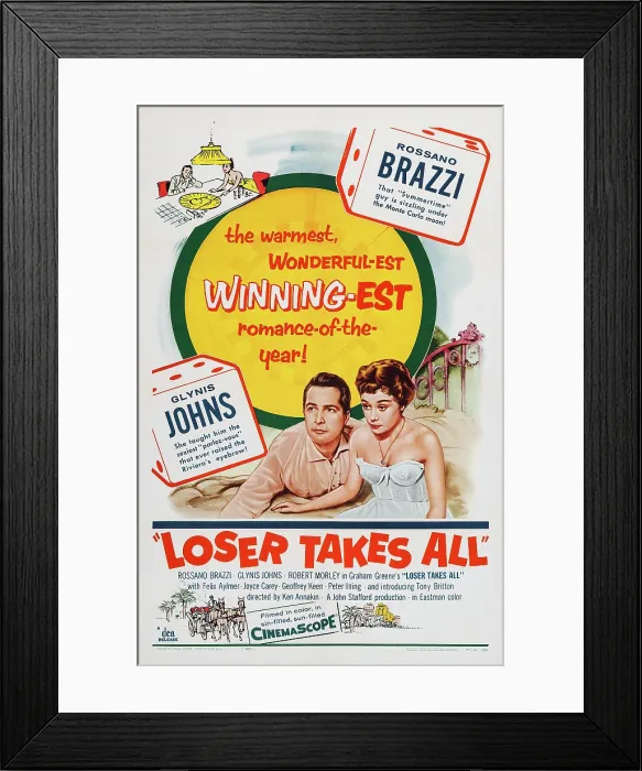 Framed Print : LOSER TAKES ALL, US poster art, from left: Rossano Brazzi, Glynis Johns, 1956