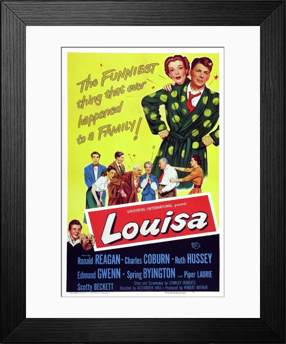 Framed Print : LOUISA, US poster art, from bottom left: Jimmy Hunt, Scotty Beckett, Piper Laurie, Ronald Reagan, Edmund Gwenn, Spring Byington, Charles Coburn Framed Print : LOUISA, US poster art, from bottom left: Jimmy Hunt, Scotty Beckett, Piper Laurie, Ronald Reagan, Edmund Gwenn, Spring Byington, Charles Coburn
