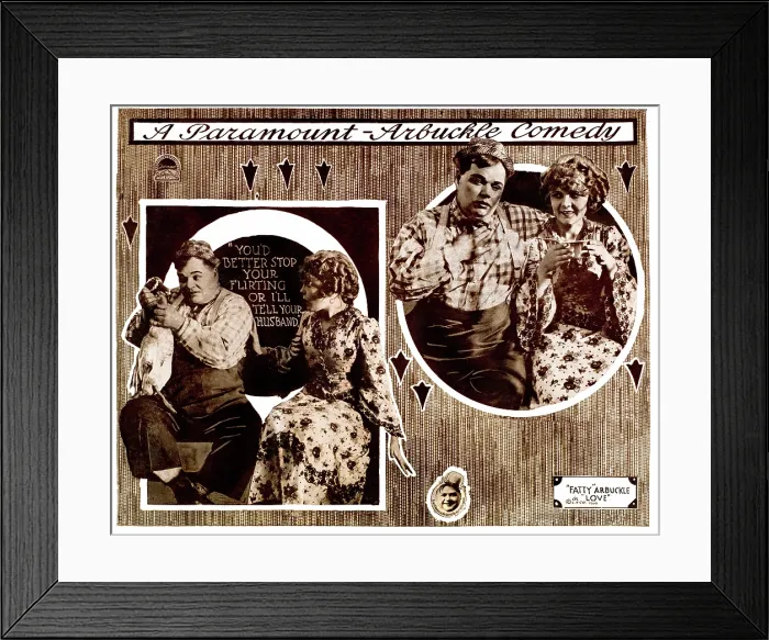 Framed Print : LOVE, left to right: Roscoe Fatty Arbuckle, Winifred Westover, lobbycard, 1919 Framed Print : LOVE, left to right: Roscoe Fatty Arbuckle, Winifred Westover, lobbycard, 1919