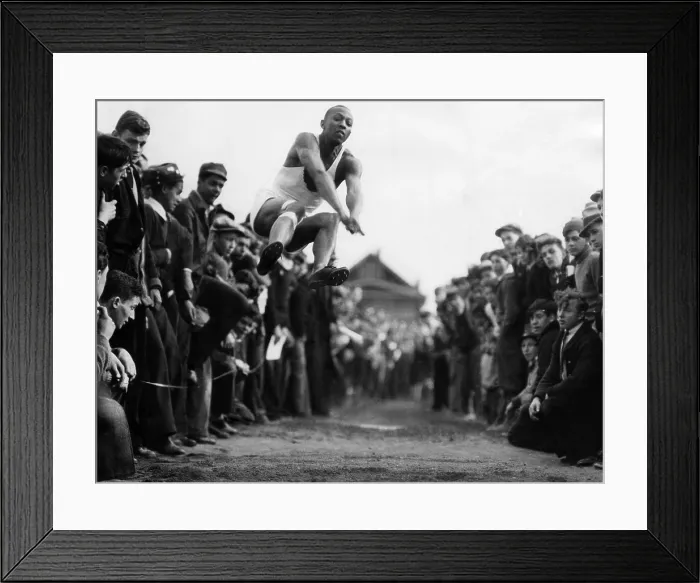 Framed Print : Jesse Owens (1913-1980), American athlete and winner of four gold medals in the 1936 Summer Olympics. Circa 1930s. Courtesy: CSU Archives / Everett Collection Framed Print : Jesse Owens (1913-1980), American athlete and winner of four gold medals in the 1936 Summer Olympics. Circa 1930s. Courtesy: CSU Archives / Everett Collection