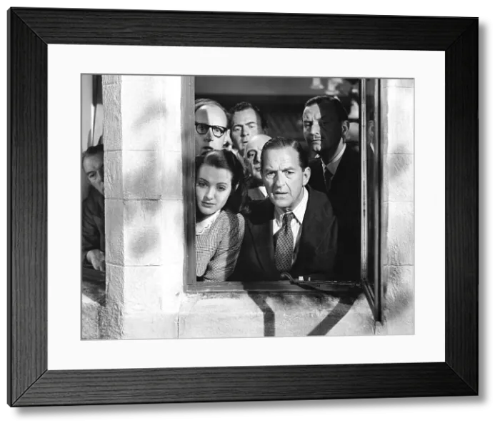Framed Print : PASSPORT TO PIMLICO, front from left: Barbara Murray, Stanley Holloway, 1949, ptp1949mt-fsct05, Photo by: Everett Collection (ptp1949mt-fsct05)
