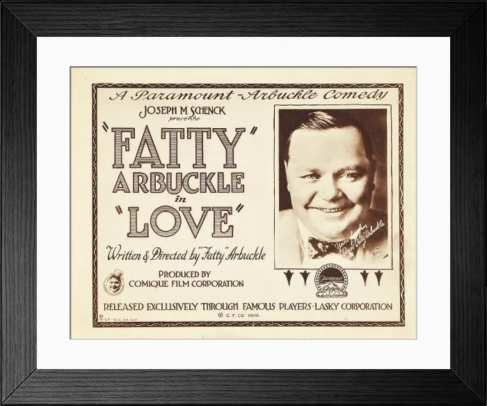 Framed Print : LOVE, US lobbycard, Roscoe Fatty Arbuckle, 1919