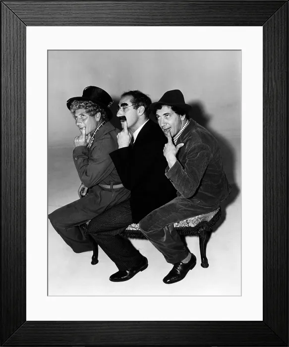 Framed Print : A DAY AT THE RACES, from left: Harpo Marx, Groucho Marx, Chico Marx, 1937 dayattheraces-fsct16(dayattheraces-fsct16)