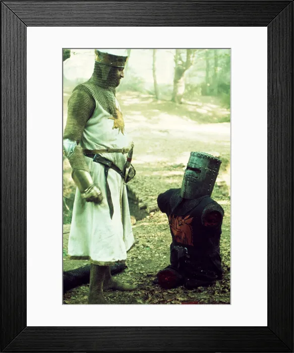 Framed Print : MONTY PYTHON AND THE HOLY GRAIL, from left: Graham Chapman as King Arthur, John Cleese, 1975 montypythonholygrail-fsc11(montypythonholygrail-fsc11) Framed Print : MONTY PYTHON AND THE HOLY GRAIL, from left: Graham Chapman as King Arthur, John Cleese, 1975 montypythonholygrail-fsc11(montypythonholygrail-fsc11)