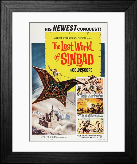 Framed Print : THE LOST WORLD OF SINBAD, US poster art, 1963